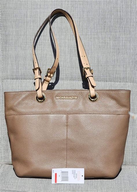 michael kors bedford medium top zip pocket tote|Michael Kors pebble leather tote.